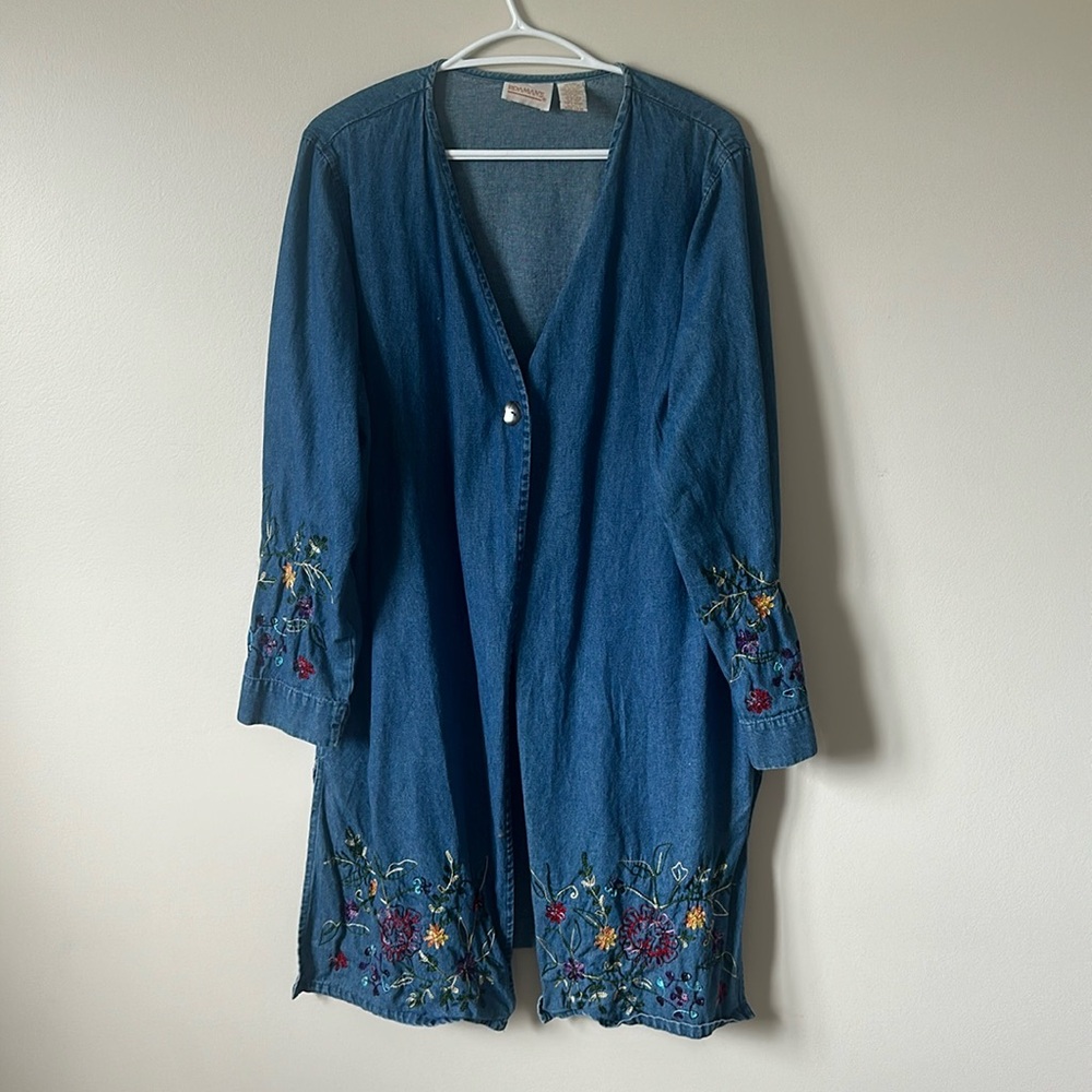 Vintage Roamans Denim Embroidered Cardigan